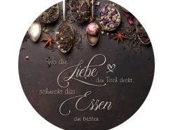 Glasbild Liebe & Essen 30 cm x 30 cm