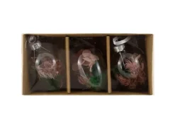 Glas-Eier mit Blumen 3 Stück Rosa