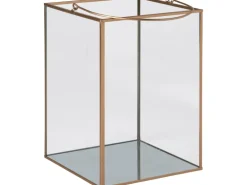 Glas-Laterne Safari Lodge 22 cm x 17 cm x 17 cm Gold-Rahmen