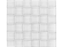 Glasmosaikmatte 3D White glänzend 25,8 cm x 25,6 cm