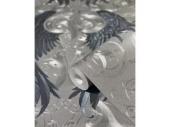Glööckler Vliestapete Imperial Engelsflügel mit Krone Silber-Blau
