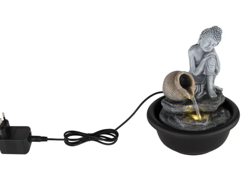 Globo Brunnen Fontana Buddha Kunststoff Schwarz Matt