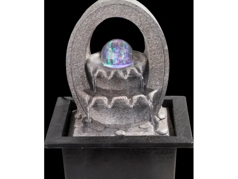 Globo LED-Brunnen Albert Kunststoff Grau
