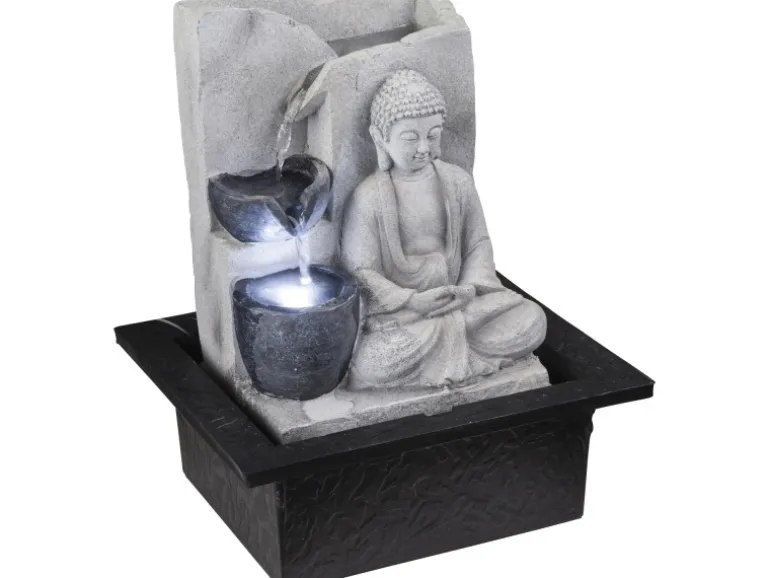 Globo LED-Brunnen Albert Kunststoff Grau