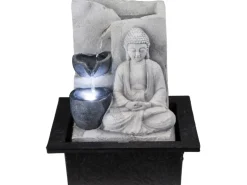 Globo LED-Brunnen Albert Kunststoff Grau