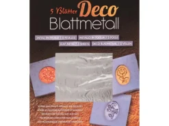 Glorex Blattmetall Silberfarben 14 cm x 14 cm, 5 Blatt