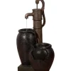 Großer Design-Gartenbrunnen mit Handpumpe 47,5 cm x 38,5 cm x 84 cm