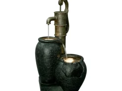 Großer Design-Gartenbrunnen mit Handpumpe 47,5 cm x 38,5 cm x 84 cm