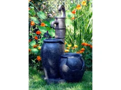 Großer Design-Gartenbrunnen mit Handpumpe 47,5 cm x 38,5 cm x 84 cm