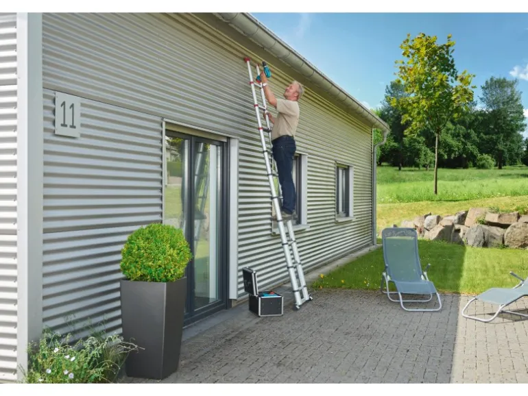 Hailo Sicherheits-Teleskopleiter FlexLine 320 Aluminium 11-stufig bis 150 kg