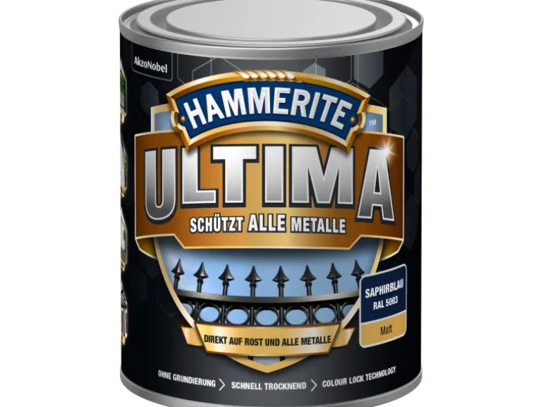 Hammerite Metallschutz-Lack Ultima Matt 750 ml Saphirblau RAL5003