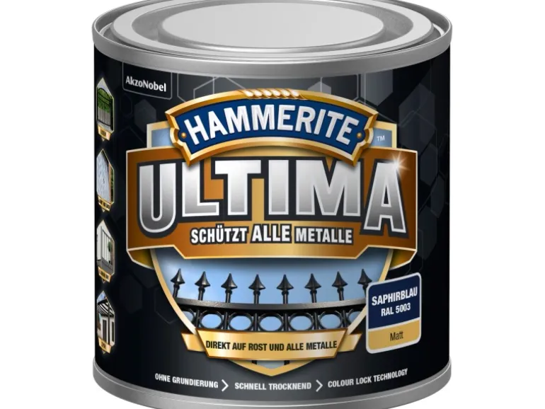 Hammerite Metallschutz-Lack Ultima Matt 250 ml Saphirblau RAL5003