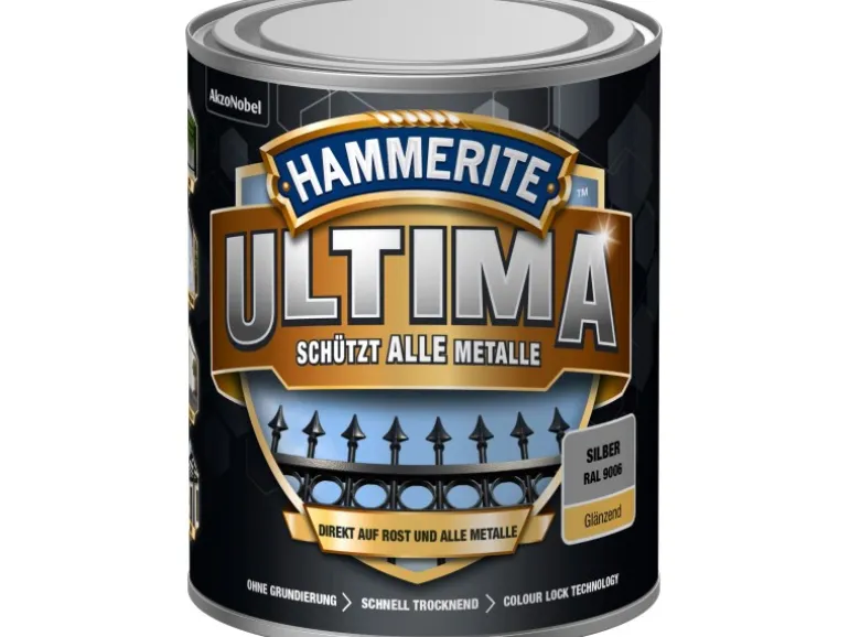 Hammerite Ultima Premium Metall-Schutzlack glänzend Silber 750 ml