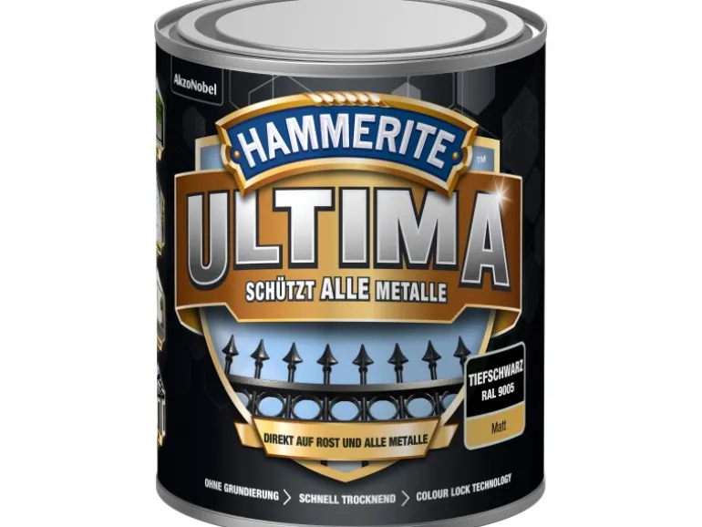 Hammerite Ultima Premium Metall-Schutzlack matt Tiefschwarz 750 ml