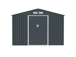 Hattoro S300 Metall Gerätehaus mit Bodenrahmen 12,5 m³ Satteldach Dunkelgrau