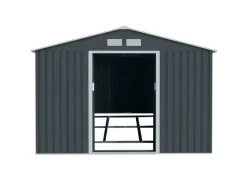 Hattoro S300 Metall Gerätehaus mit Bodenrahmen 12,5 m³ Satteldach Dunkelgrau