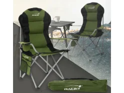 Hauki Campingstuhl Faltbar Khaki mit Getränkehalter und Tragetasche