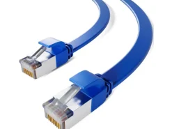 hb-digital Flachkabel CAT 7 Rohkabel RJ45 LAN Kabel Flach Kupfer bis zu 10 Gbit/s U/FTP PVC 1m Blau