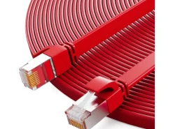 hb-digital LAN Kabel Flach CAT 7 Rohkabel Patchkabel CAT7 RJ45 U/FTP PVC 7.5m Rot