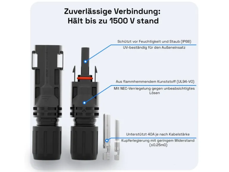 hb-digital 2x 1m Solarkabel 4mm2 mit Solar Stecker Schwarz/Rot