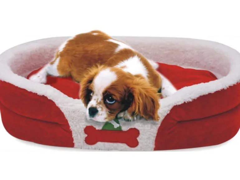 Heim Haustierbett mit weihnachtlichem Motiv Gr. M 62 x 45 x 13 cm Rot