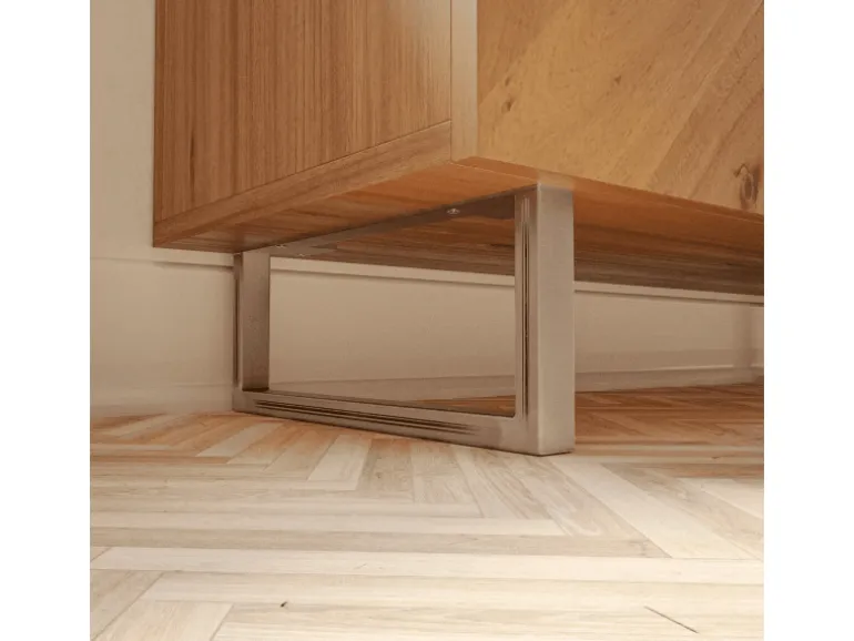 HEVVA Möbelbein GRAZ 15 cm Hoch 30 cm Tief 1 Stück Rohstahl-Klarlack