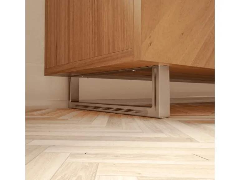 HEVVA Möbelbein GRAZ 10 cm Hoch 35 cm Tief 1 Stück Rohstahl-Klarlack