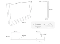 HEVVA Möbelfüße GRAZ 20 cm Hoch 40 cm Tief 2er Set Rohstahl-Klarlack