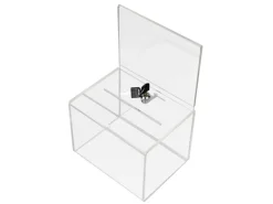 HMF 46913 Acryl Spendenbox Abschließbar 215 x 16 x 16 cm DIN A5 Blatteinschub Transparent