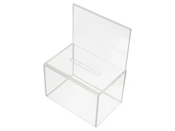 HMF 46916 Acryl Spendenbox Blatteinschub 22 x 15 x 15 cm DIN A4 Transparent