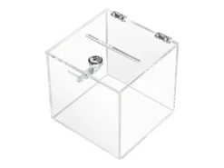 HMF 46919 Acryl Spendenbox Schloss 15 x 15 x 15 cm DIN A6 Transparent