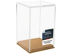 HMF 46881 Acryl Vitrine Schaukasten mit Holzsockel für Figuren 14 x 14 x 22 cm Transparent