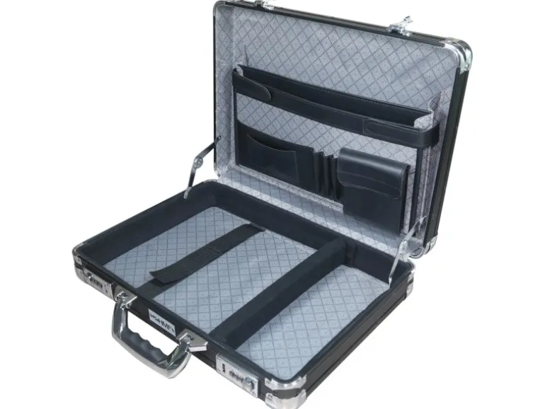 HMF 14651-02 Alu Aktenkoffer Herren Zahlenschloss 45 x 33 x 11 cm Schwarz