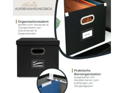 HMF 250473-02 Aufbewahrungsbox Deckel DIN A4 Hängeregister Kallax 33 x 37 x 28 cm