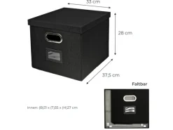 HMF 250473-02 Aufbewahrungsbox Deckel DIN A4 Hängeregister Kallax 33 x 37 x 28 cm