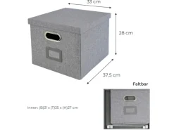 HMF 250473-12 Aufbewahrungsbox Deckel DIN A4 Hängeregister Kallax 33 x 37 x 28 cm