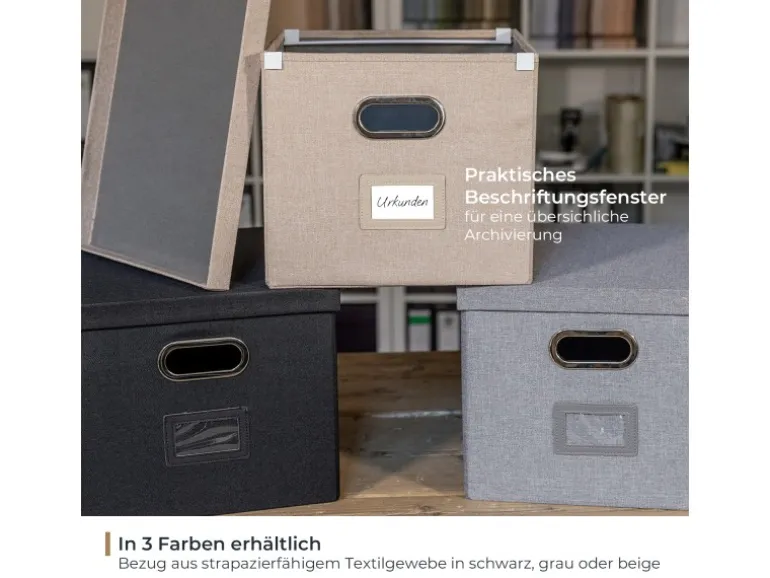 HMF 250473-12 Aufbewahrungsbox Deckel DIN A4 Hängeregister Kallax 33 x 37 x 28 cm
