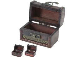 HMF 6415-108 Schatztruhe 3er Set Schatzkiste Holzkiste Ringbox 8 x 5 x 6 cm Hochzeitsgeschenk