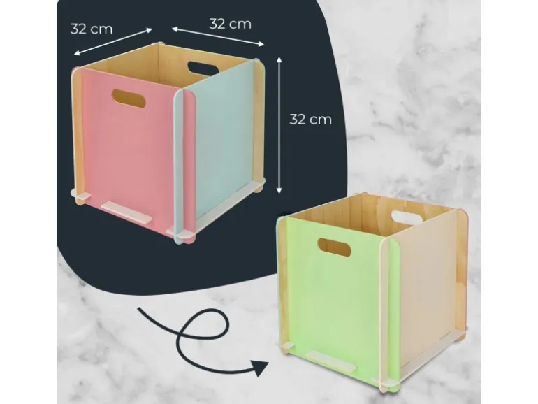 HMF Aufbewahrungsbox 3740 Holz zum Zusammenstecken 32cm in Mehrfarbig