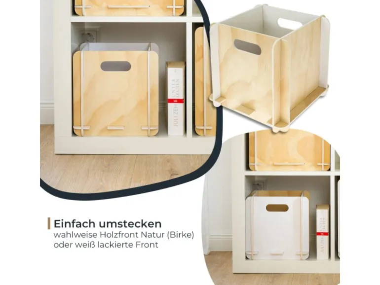 HMF Aufbewahrungsbox 3740 Holz zum Zusammenstecken 25cm in Weiß