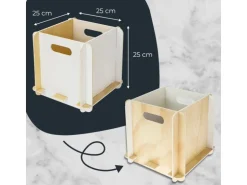 HMF Aufbewahrungsbox 3740 Holz zum Zusammenstecken 25cm in Weiß