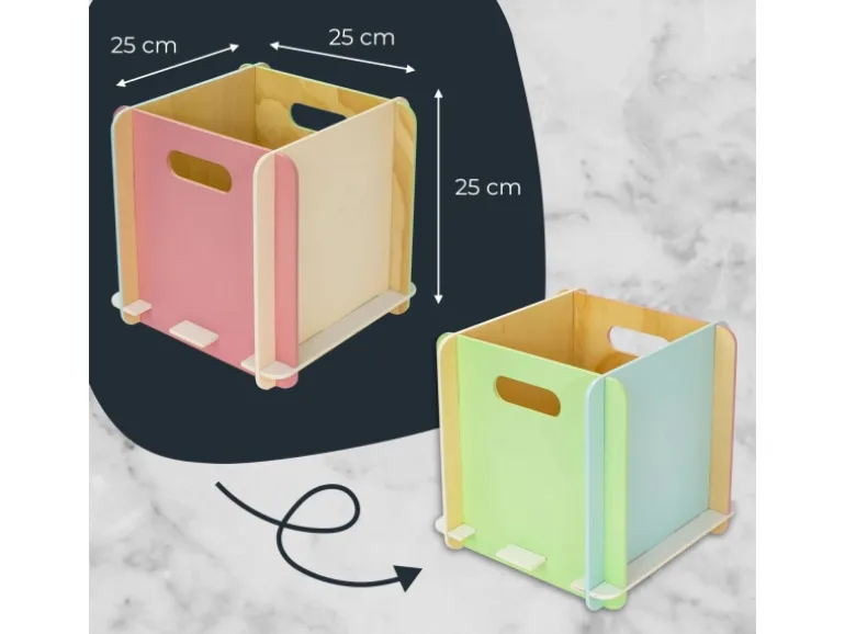HMF Aufbewahrungsbox 3740 Holz zum Zusammenstecken 25cm in Mehrfarbig