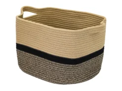 HMF Aufbewahrungskorb Griffen Korb Baumwolle 36 x 30 x 25 cm Schwarz-Honig