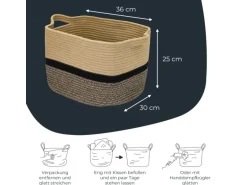 HMF Aufbewahrungskorb Griffen Korb Baumwolle 36 x 30 x 25 cm Schwarz-Honig