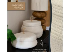 HMF Aufbewahrungskorb Badezimmer Rund Korb Deckel Baumwolle Flach 25 x 11 cm Creme
