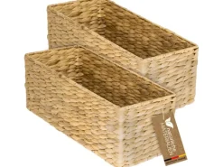 HMF Aufbewahrungskorb Badezimmer Korb Geflochten Wasserhyazinthe Seegras 38 x 15 x 14 cm 2er Set