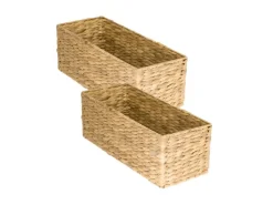 HMF Aufbewahrungskorb Badezimmer Korb Geflochten Wasserhyazinthe Seegras 38 x 15 x 14 cm 2er Set