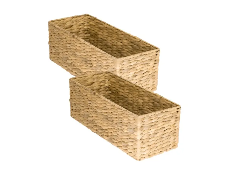 HMF Aufbewahrungskorb Badezimmer Korb Geflochten Wasserhyazinthe Seegras 38 x 15 x 14 cm 2er Set