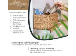 HMF Aufbewahrungskorb Badezimmer Korb Geflochten Wasserhyazinthe Seegras 38 x 15 x 14 cm 2er Set