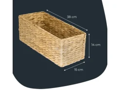 HMF Aufbewahrungskorb Badezimmer Korb Geflochten Wasserhyazinthe Seegras 38 x 15 x 14 cm 2er Set